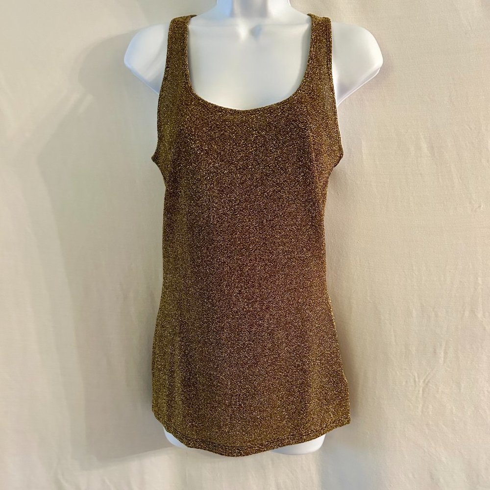 Express Gold Metallic Glitter Tank Top Size S NWT